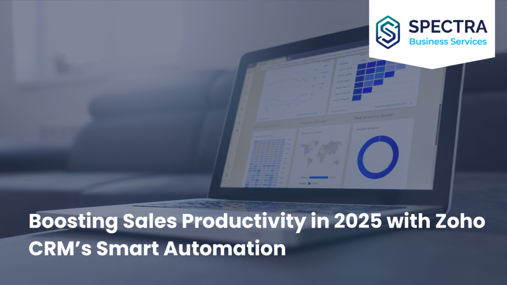 AI-driven sales dashboard with pipeline, graphs, and CRM automation icons.